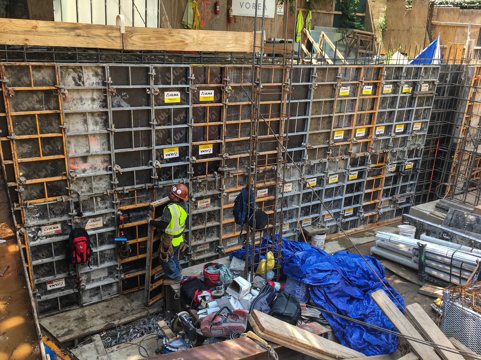 Structural and concrete work on an active construction site